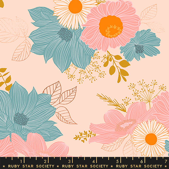 Ruby Star Society - Moda - Elixir - Salon Floral - Peach Cream (Metallic)