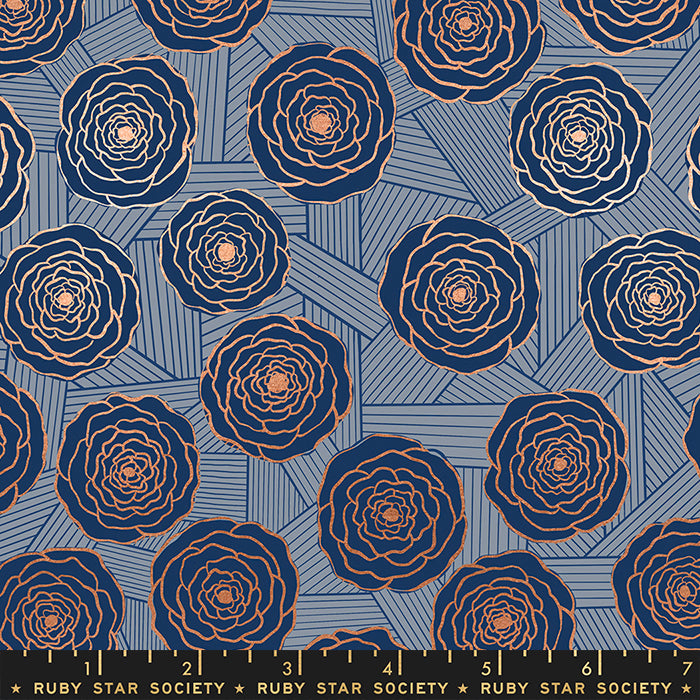 Ruby Star Society - Moda - Jen Hewett - Floradora - Bunch of Roses - Navy Metallic