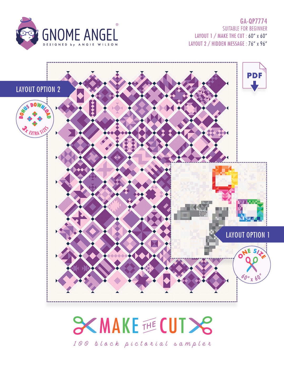 PATTERN: MACHINE PIECE PDF - Make the Cut: 100 Block Pictorial Quilt Sampler