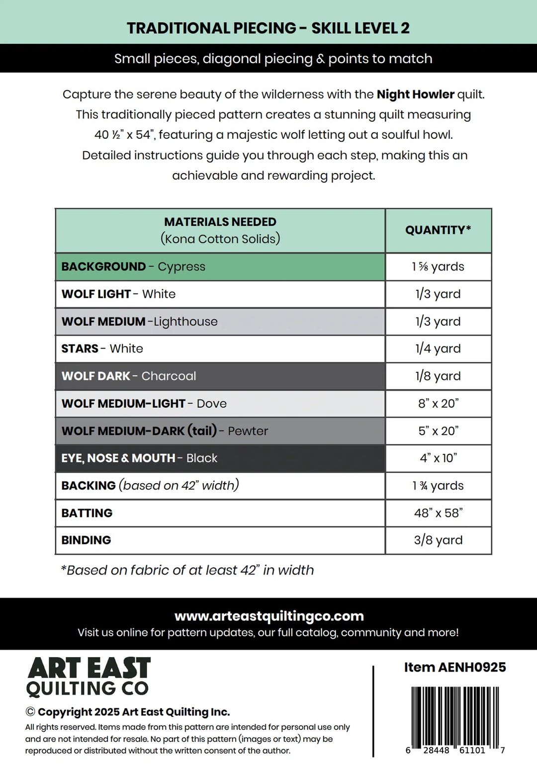 PATTERN: Night Howler by Art East Quilting Co.