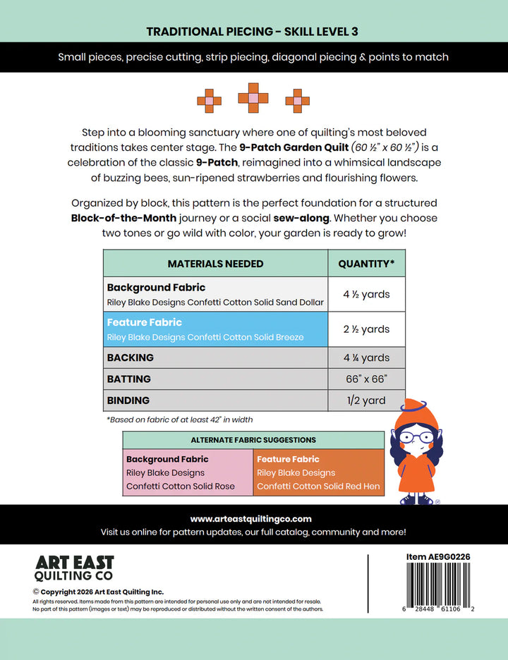 PATTERN: 9 Patch Garden by Art East Quilting Co. + GnomeAngel