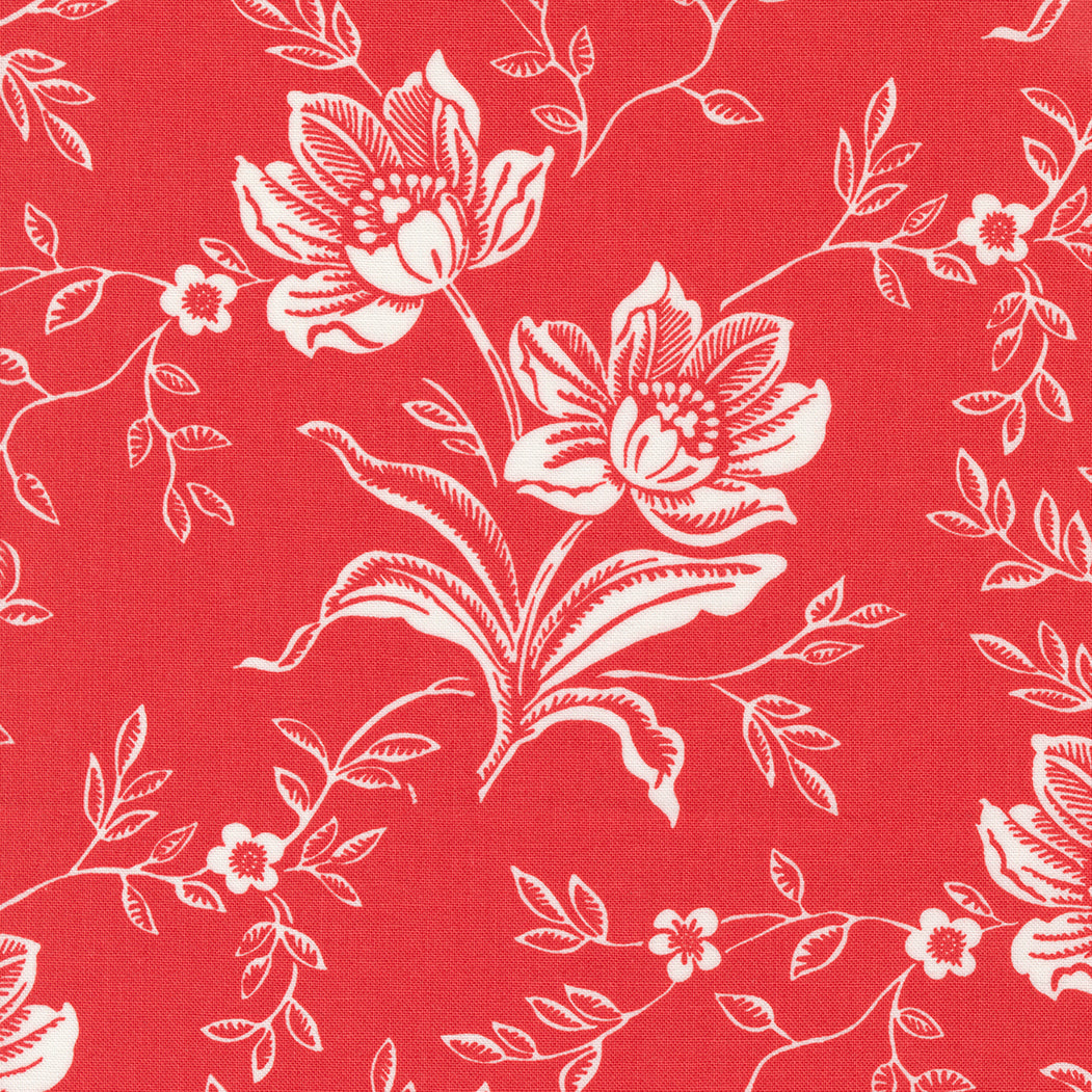 Moda - Fig Tree & Co. - Fresh Fig Favorites - Woodblock Floral - Red