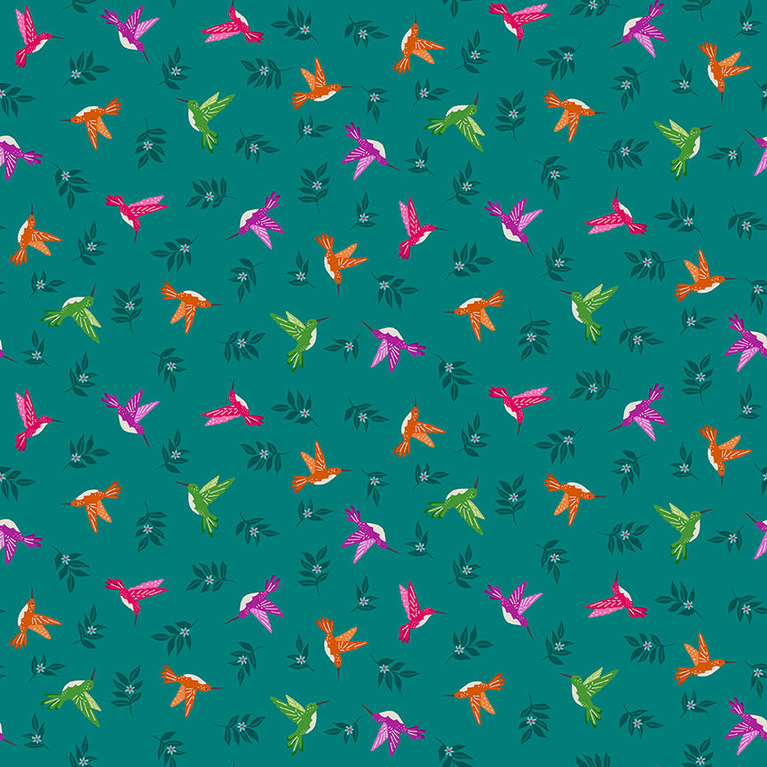 Makower UK - Jewel Tones - Hummingbird - Turquoise