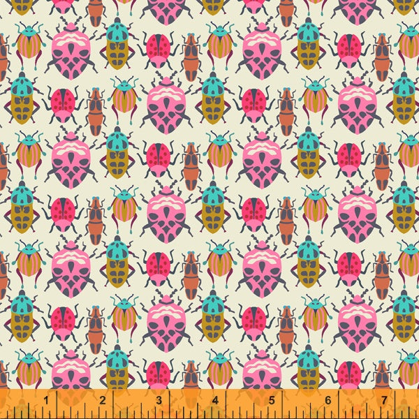 Windham Fabrics - Sally Kelly - Eden - Bug Race - Cream