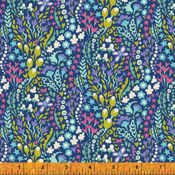 Windham Fabrics - Sally Kelly - Eden - Flower Blanket - Periwinkle
