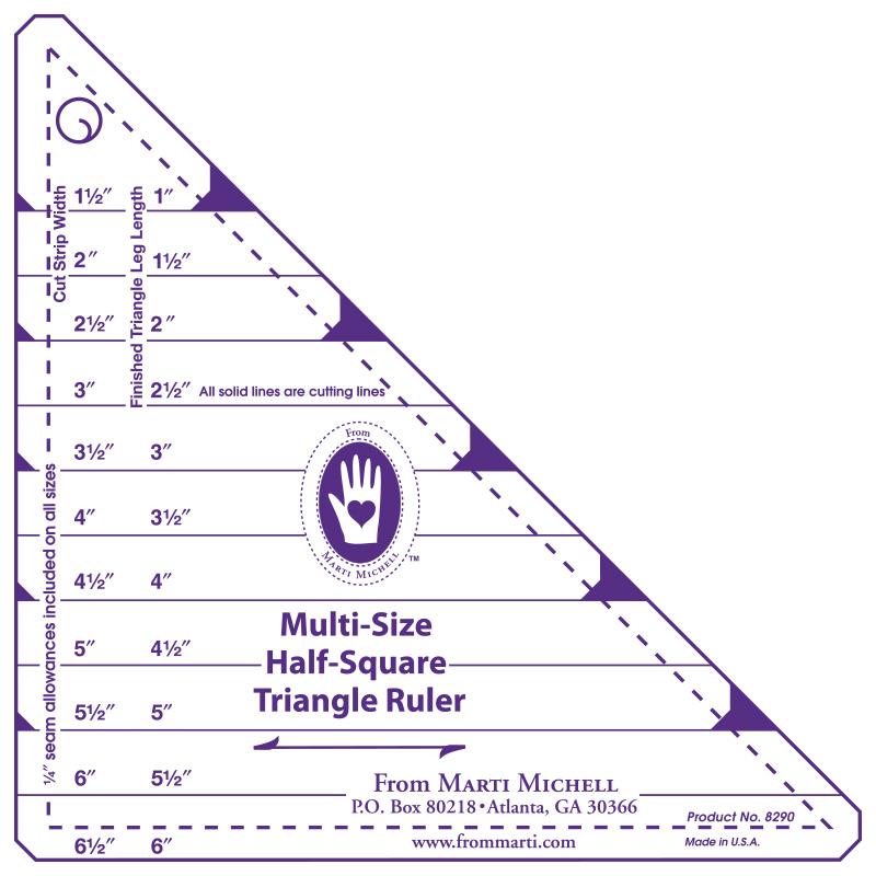 Multi-size Half-Square Triangle Ruler - Marti Michell