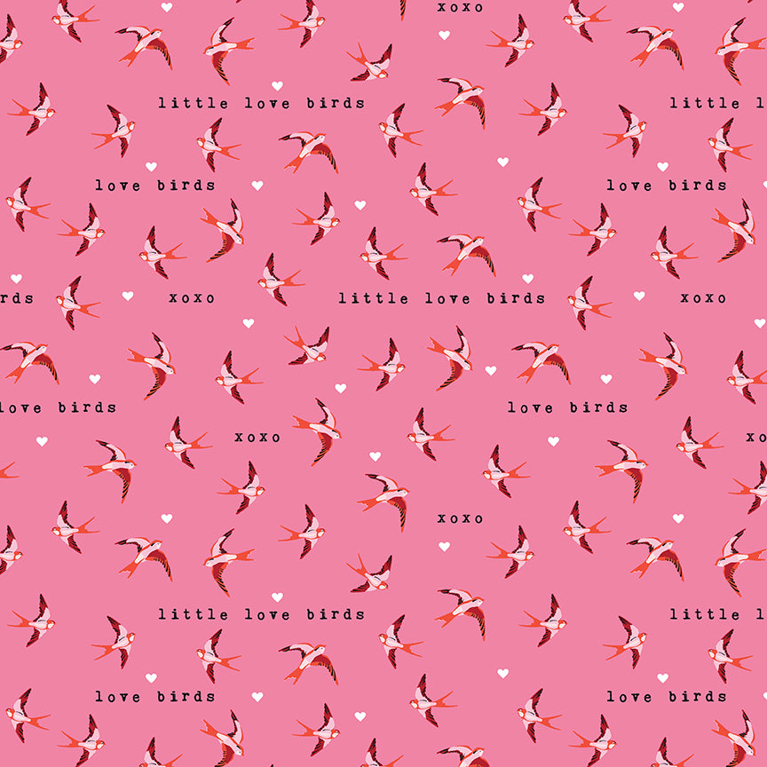 Riley Blake - Sending Love - Birds - Pink