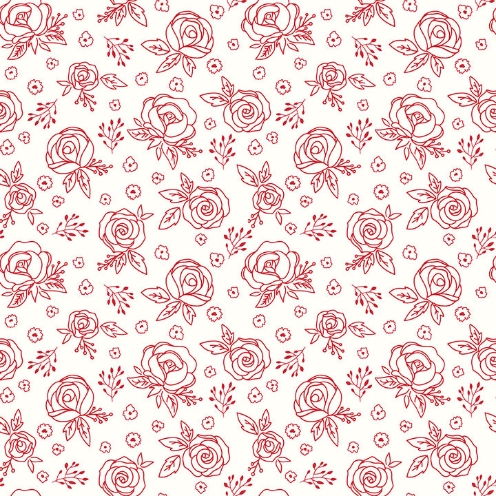 Riley Blake - Red Hot - Hello Melly Designs - Roses - Cream