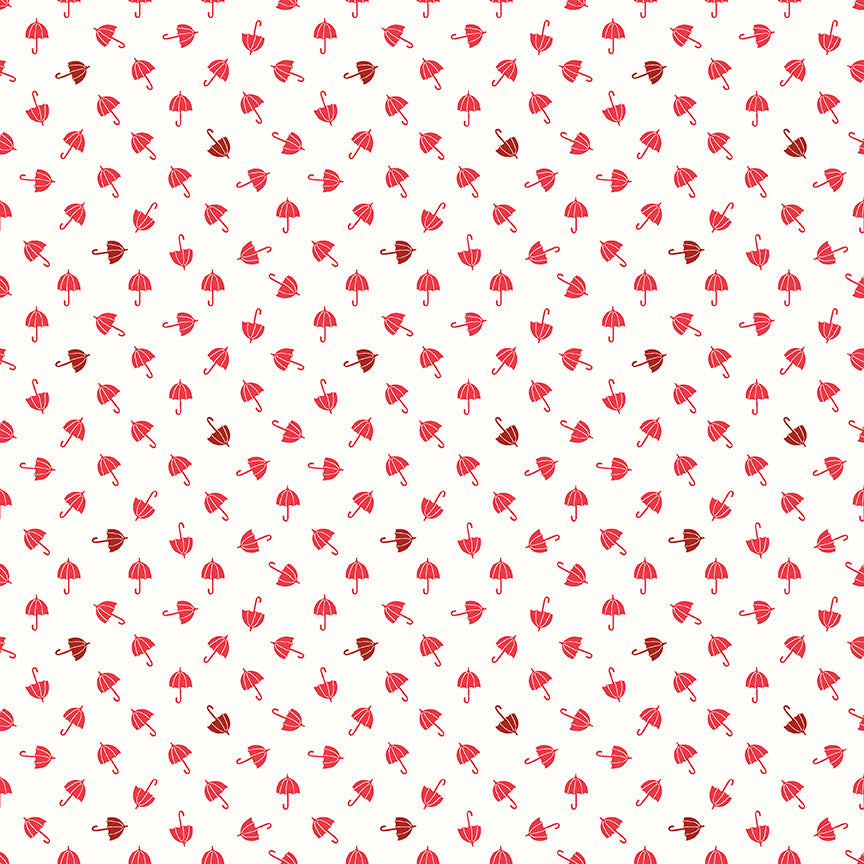 Riley Blake - Red Hot - Polka Dot Chair - Umbrellas - Cream