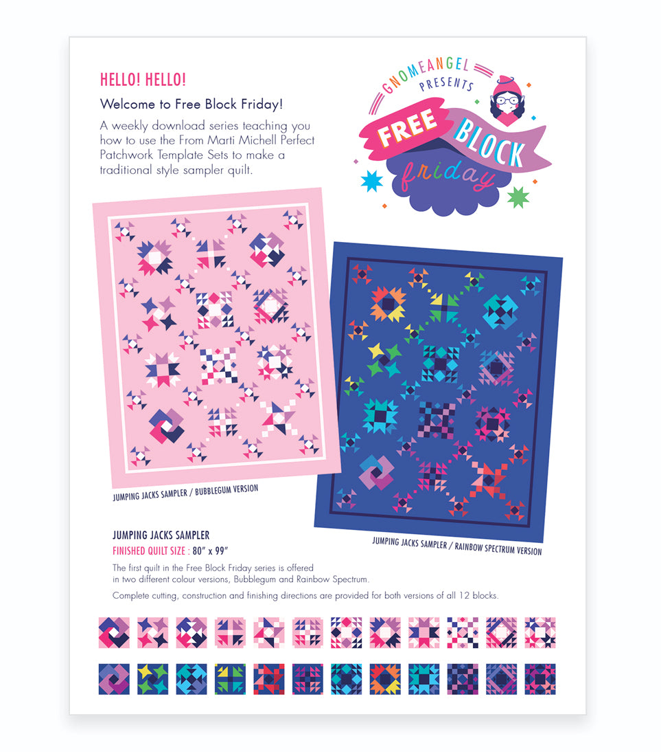 PATTERN: Jumping Jack Sampler - Free Block Friday Series - PDF – Shop GnomeAngel Australia pattern-jumping-jack-sampler-free-block-friday-series-pdf-shop-gnomeangel-australia