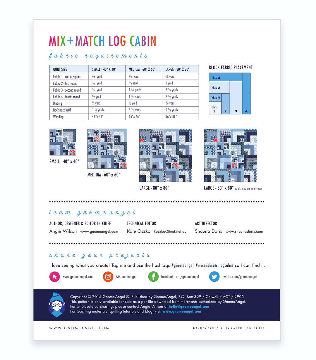 PATTERN: Mix + Match Log Cabin Quilt Pattern