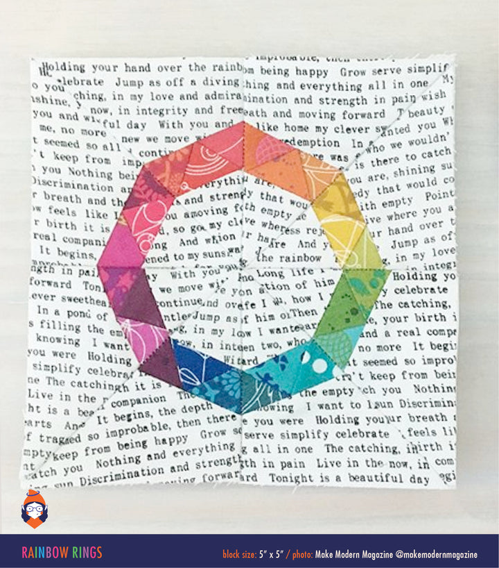 PATTERN: Rainbow Rings: Single Block Quilt with Pincushion and Cushion