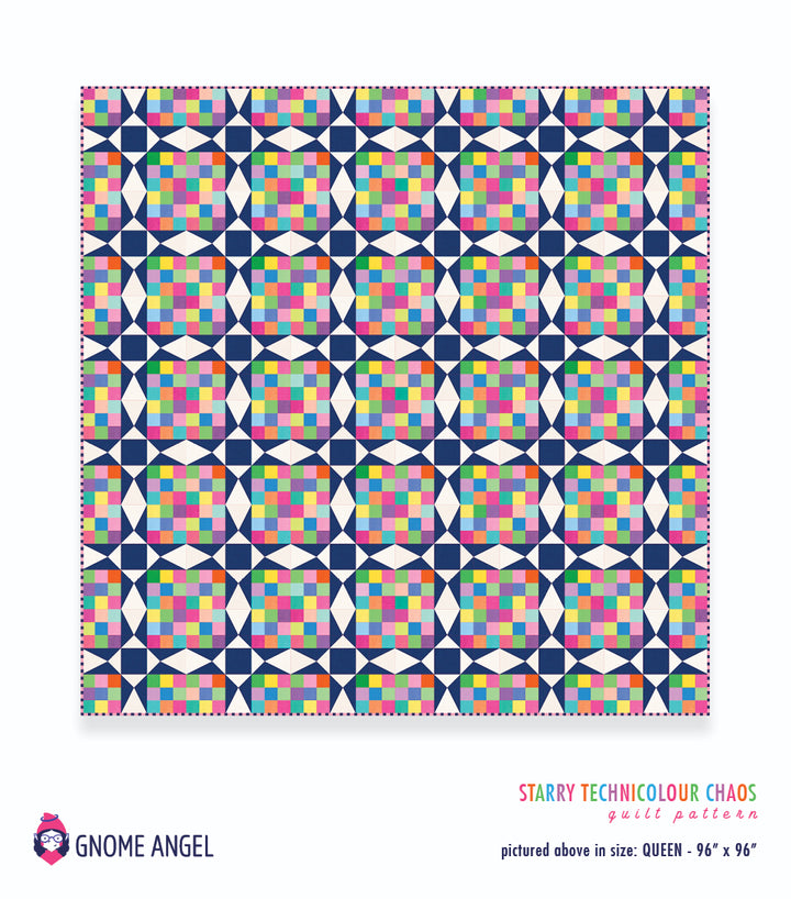 PATTERN: Starry Technicolour Chaos Quilt Pattern