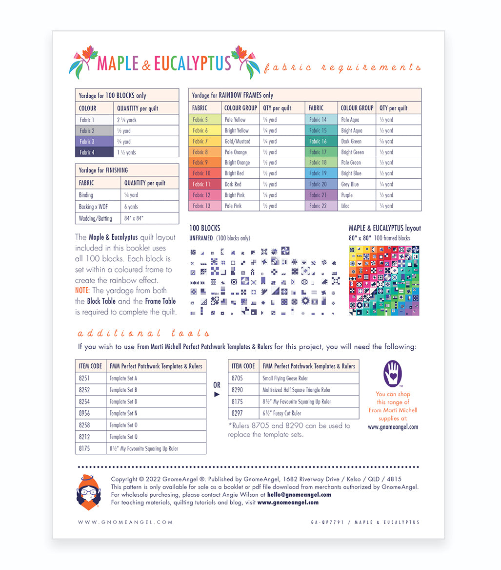 PATTERN: Maple & Eucalyptus - PDF DIGITAL PATTERN - Machine Pieced