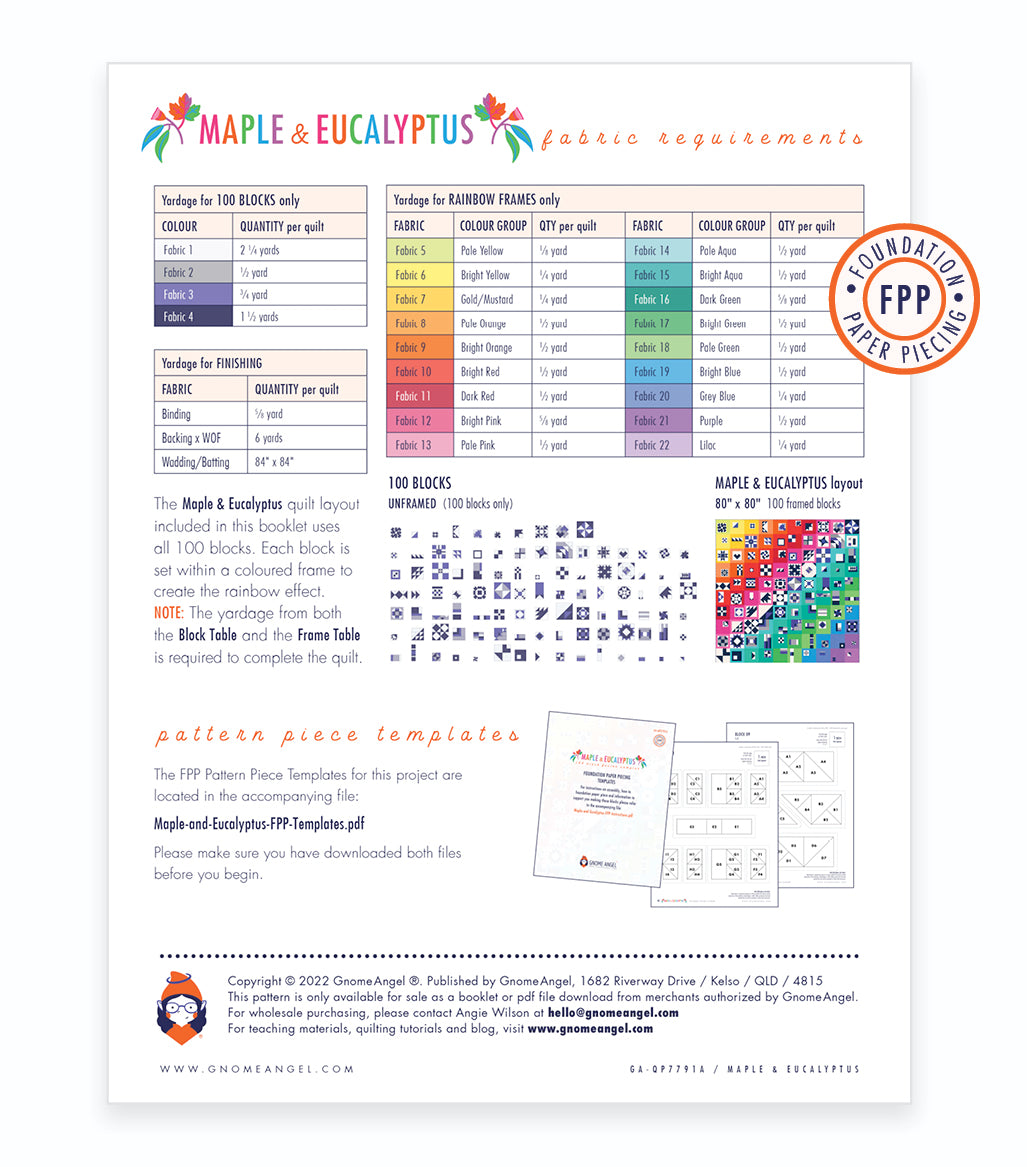 BUNDLE: Maple & Eucalyptus - HARD COPY - Machine Pieced + PDF - Foundation Paper Pieced