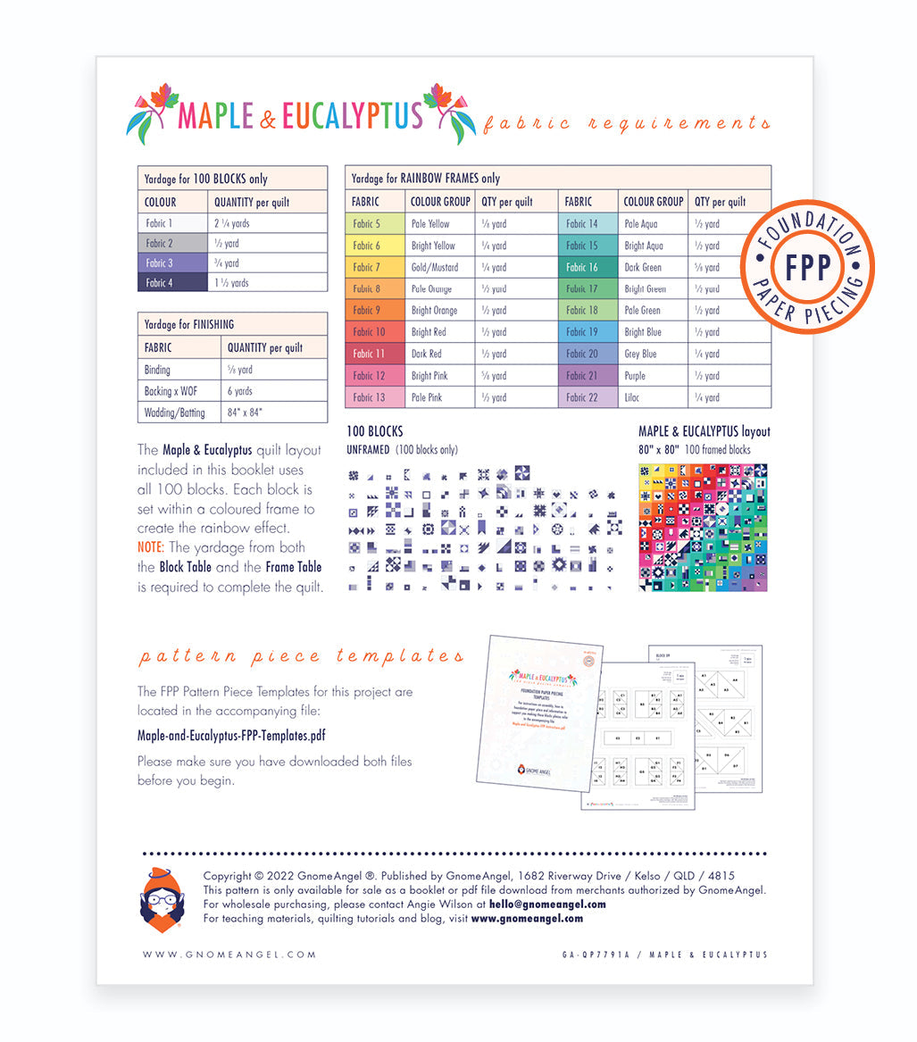 BUNDLE: Maple & Eucalyptus - HARD COPY + PDF Machine Pieced + PDF - Foundation Paper Pieced