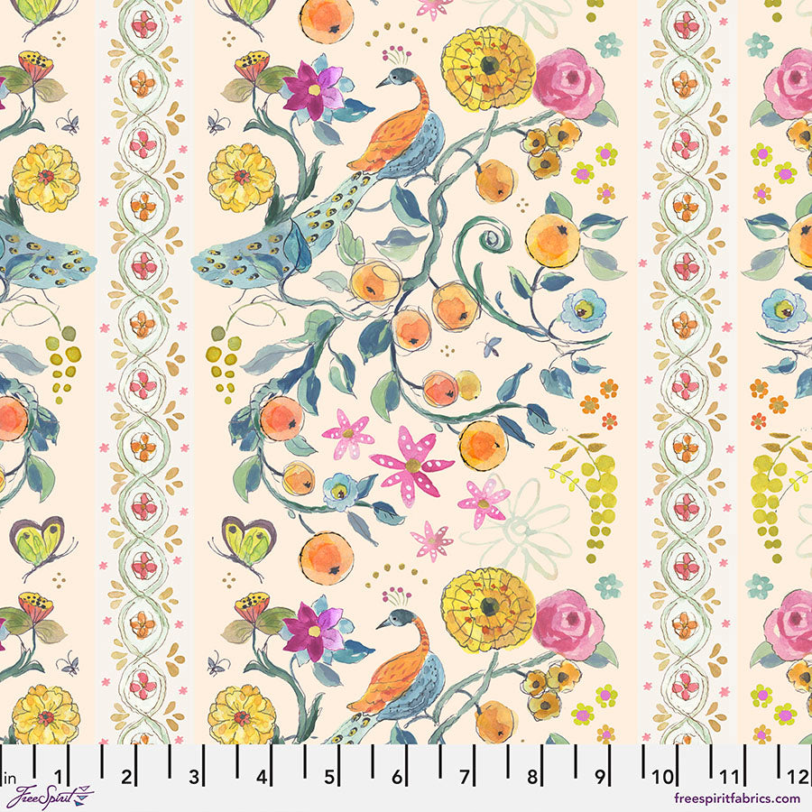 Free Spirit Fabrics - Brenda Walton - Laurelwood -  Enchanted Garden - Cream
