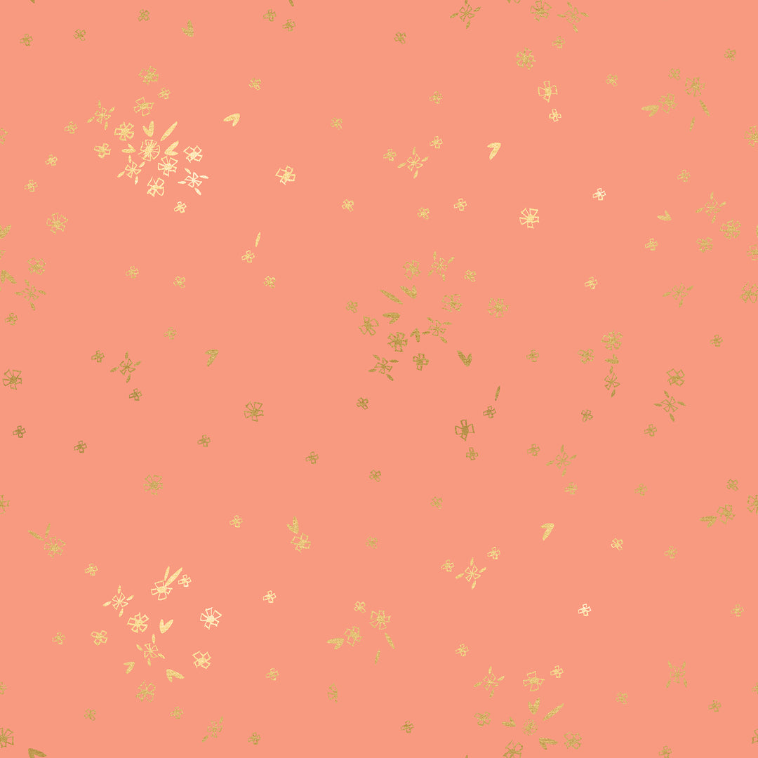 Ruby Star Society - Moda - First Light - Tiny Flowers - Melon (Metallic)